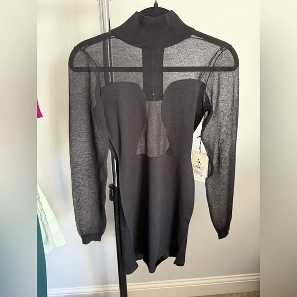 Atoir Roma Dress - Chic Black Mesh Long Sleeve Dress - Picture 5 of 12